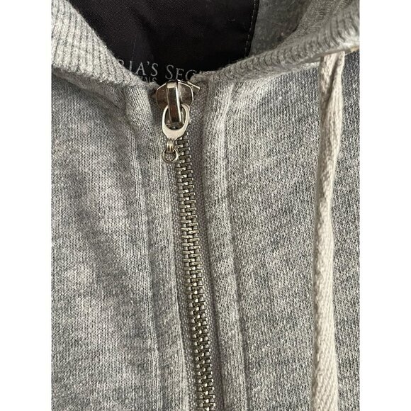 VICTORIA SECRET SUPERMODEL ESSENTIAL WOMENS GRAY ZIPPER HOODIE SIZE L - Picture 3 of 13